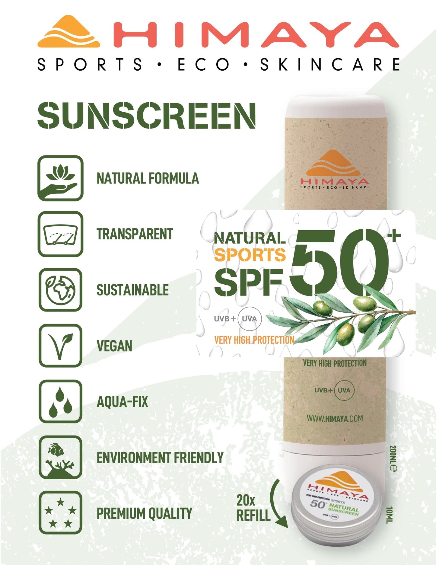 HIMAYA Natural Stick SPF 50+ 20ml – Mineral - Zinc - Reef Safe - Vegan Himaya