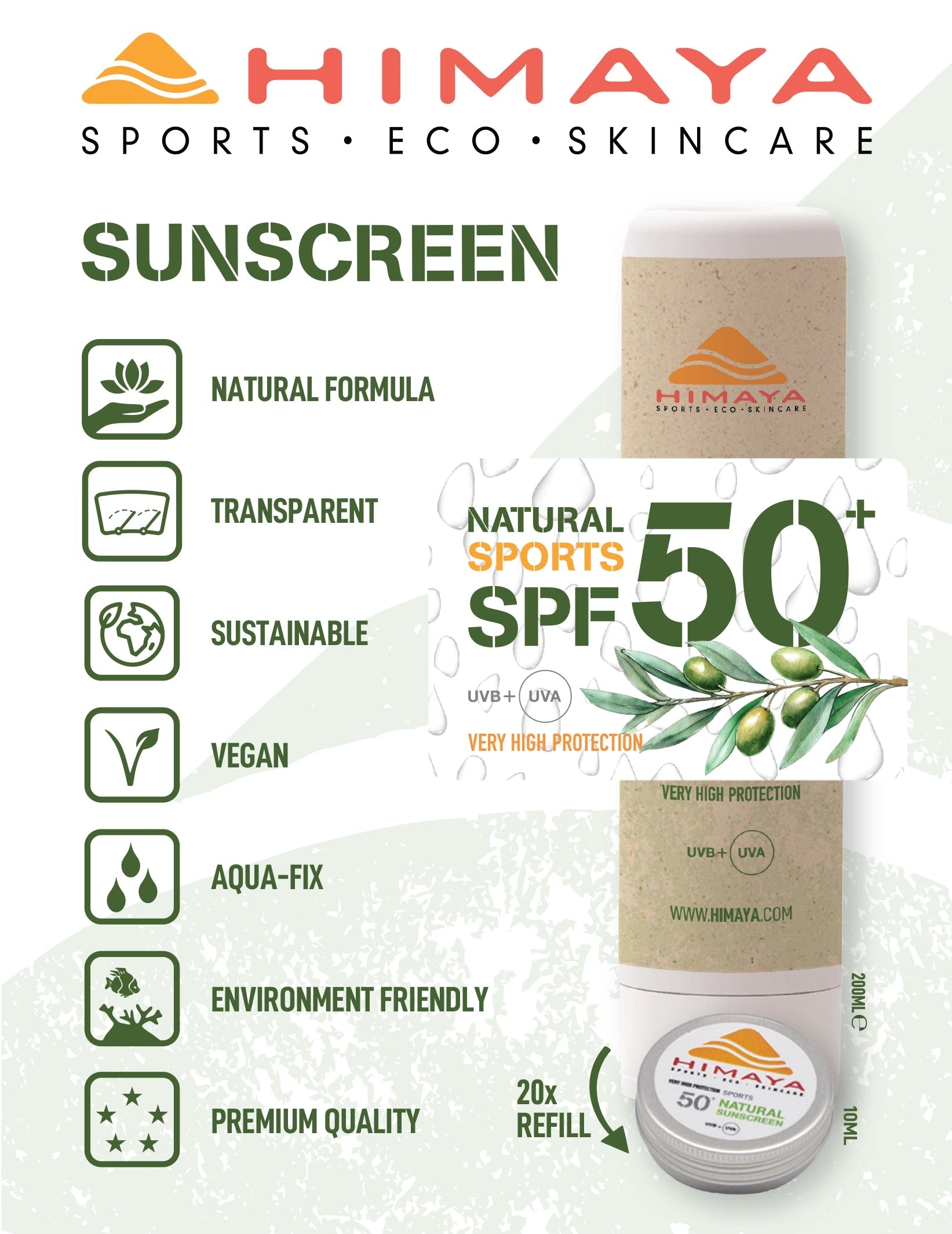 HIMAYA Natural Stick  SPF 50+ 20ml – Mineral - Zinc - Reef Safe - Vegan Himaya